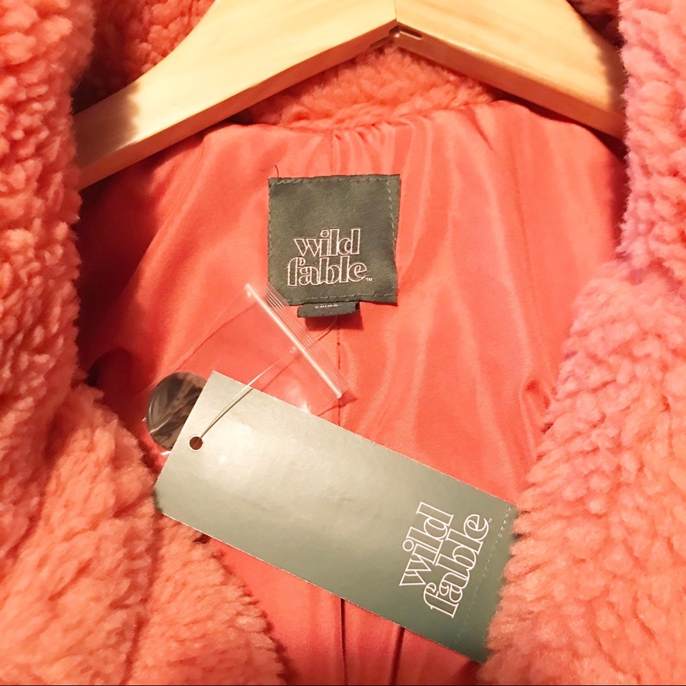 Wild Fable Sherpa Fleece Teddy Coat Coral NEW NWT - Picture 5 of 8